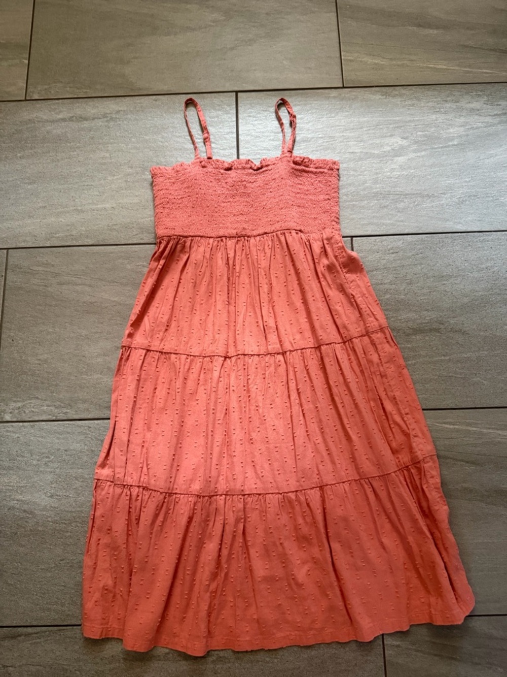 Old Navy Coral Smocked Tiered Dress